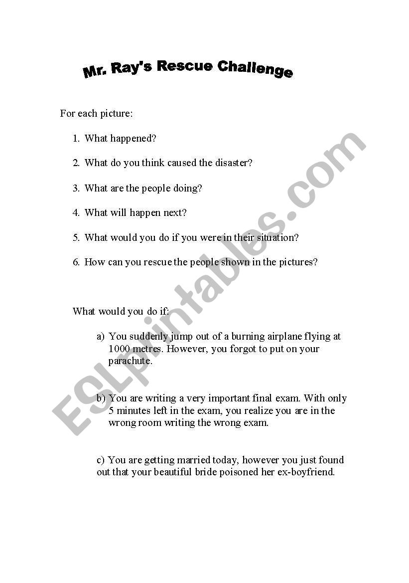 Rescue Challenge worksheet