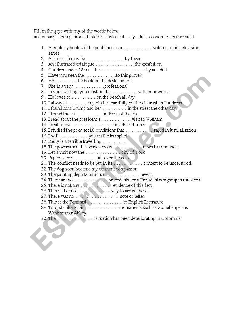 Confusable Words worksheet