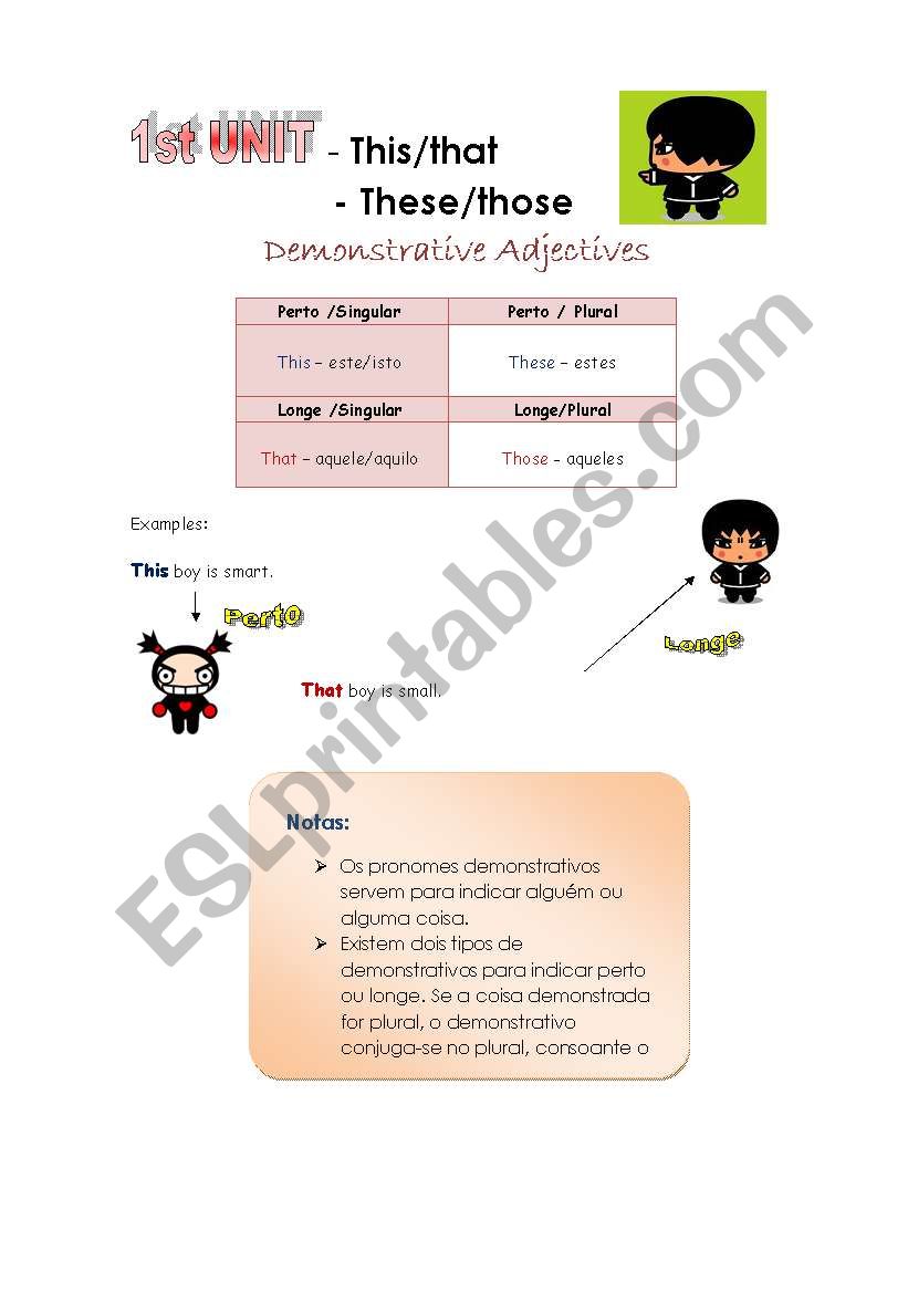 Demonstratives  worksheet