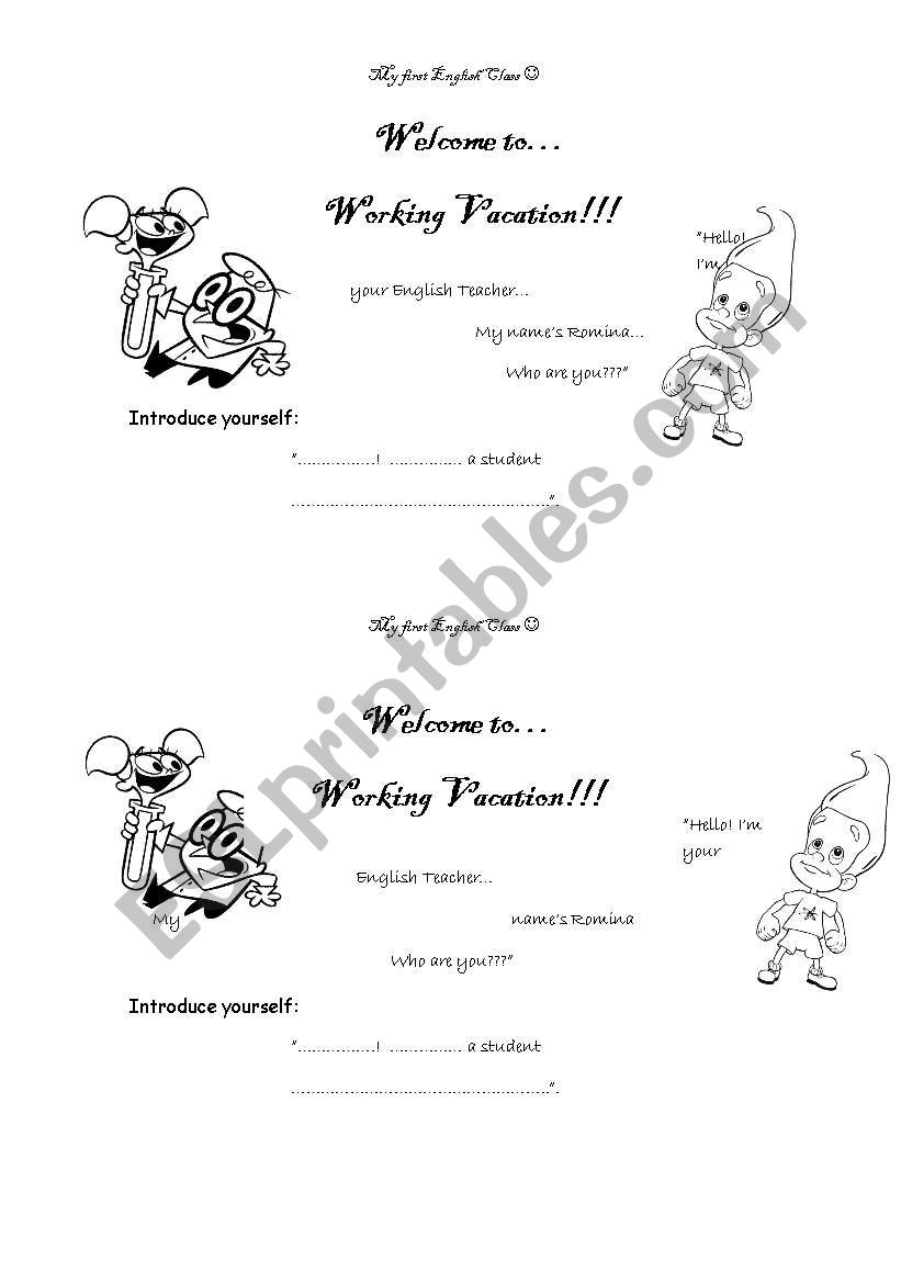 Introduce Oneself worksheet