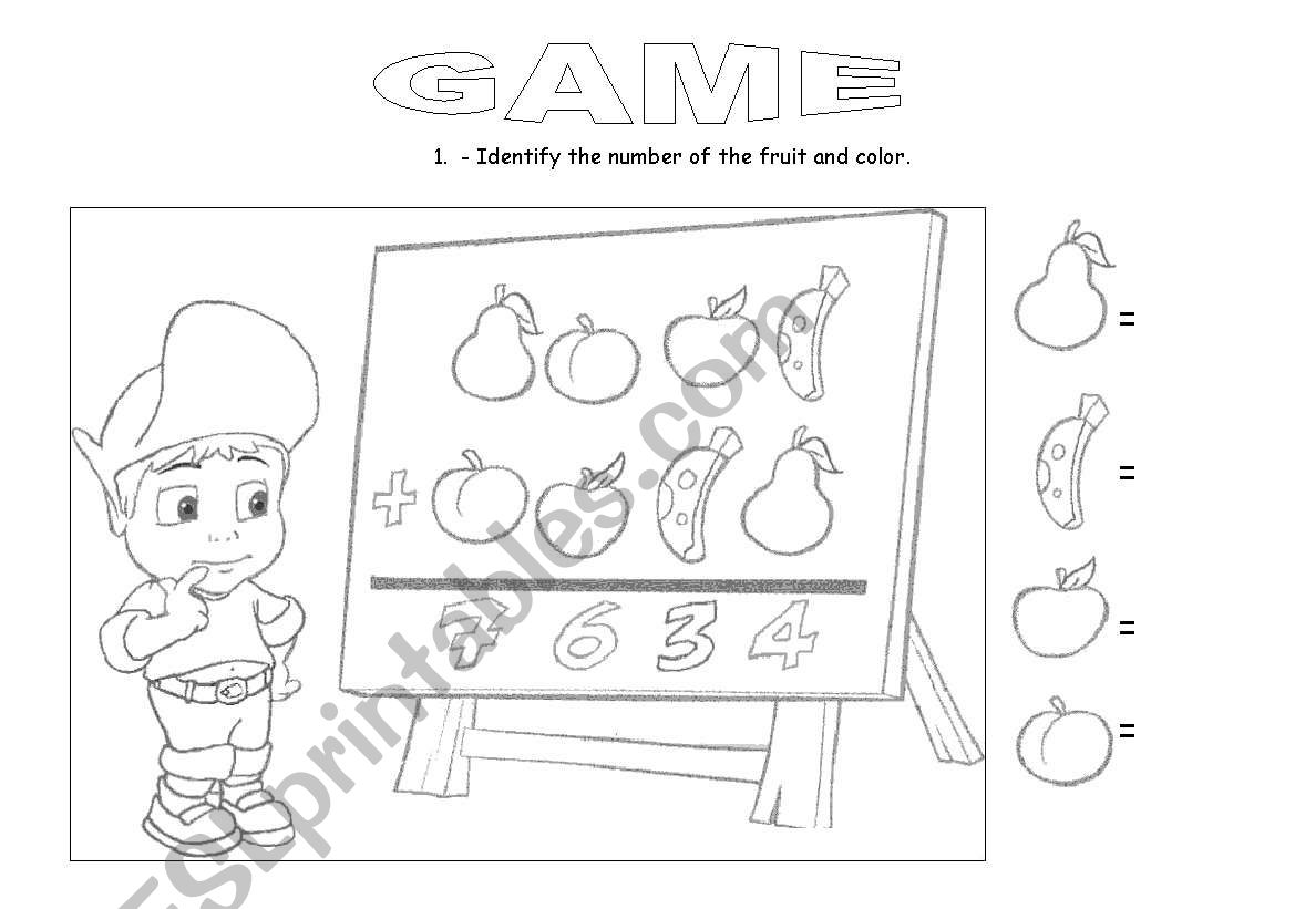 Fruits game worksheet