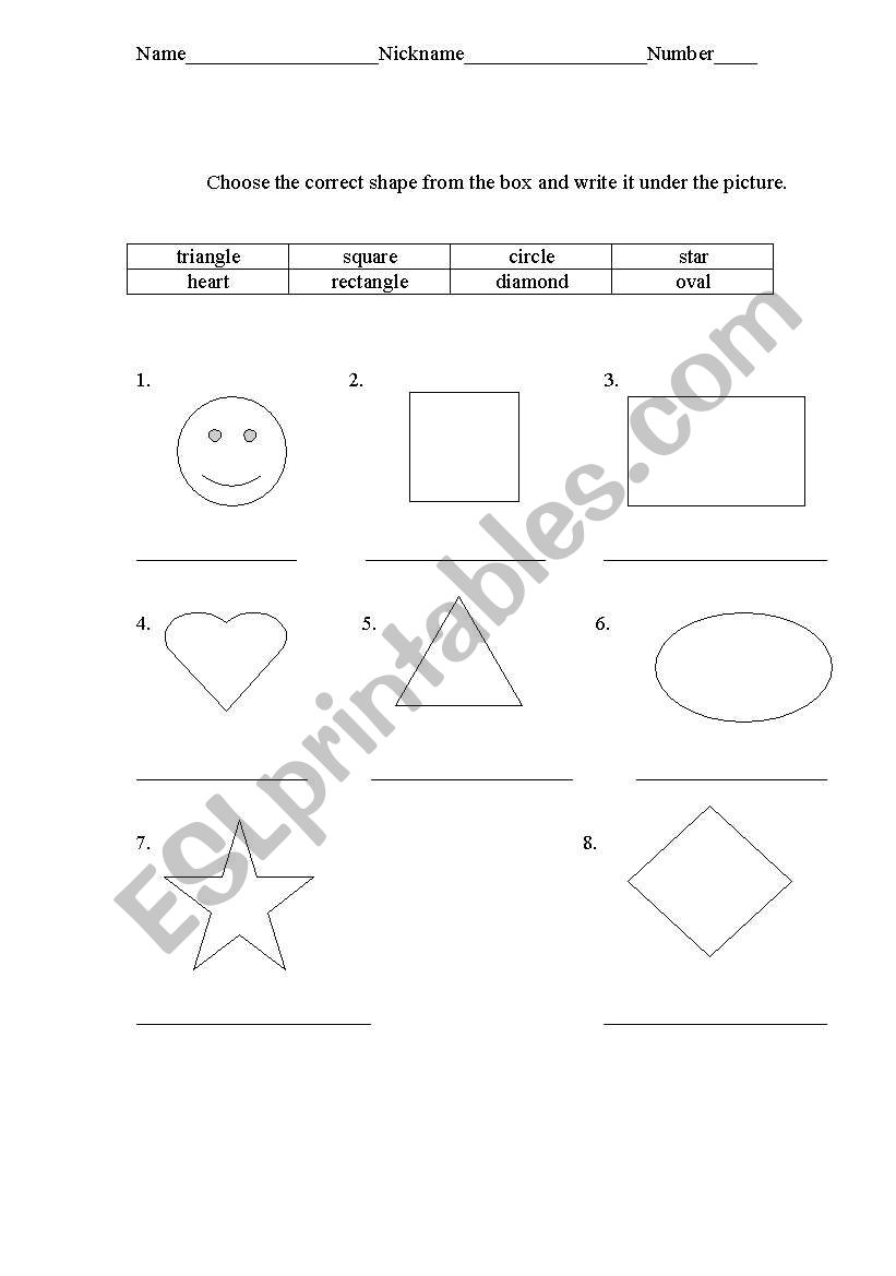 shapes and colors worksheet