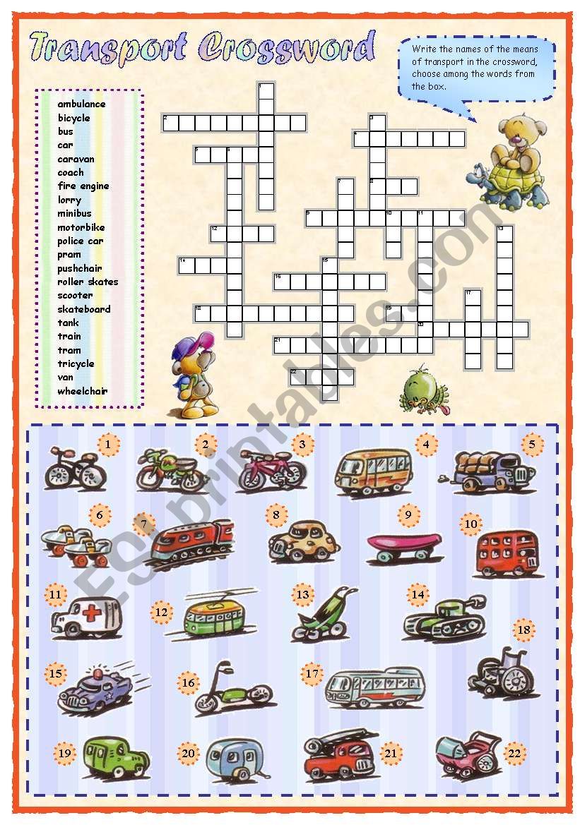 Means of transport crossword (1 of 2)