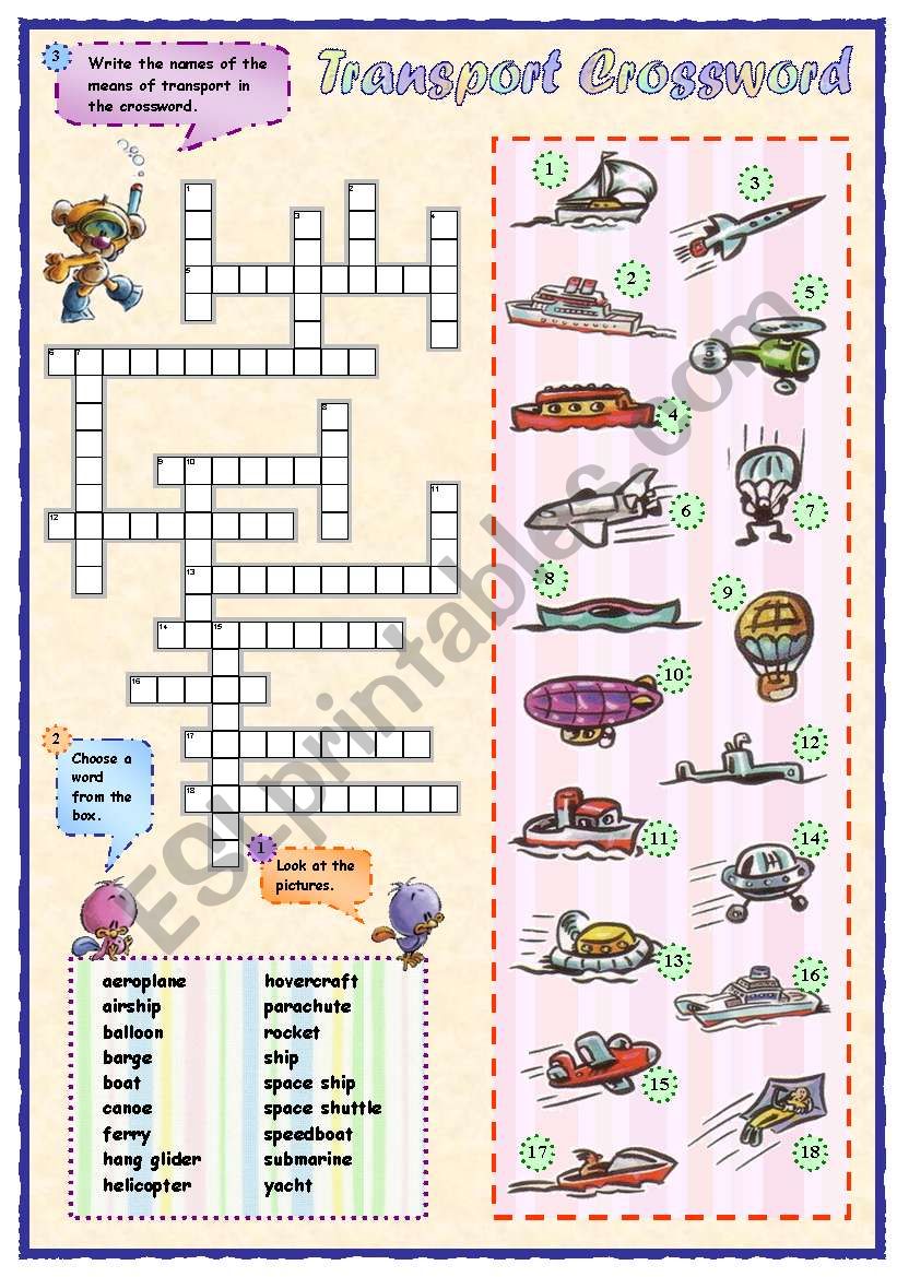 Means of transport crossword (2 of 2)