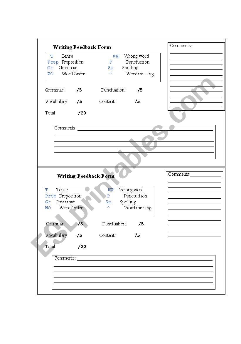 Proofing Essays Template worksheet