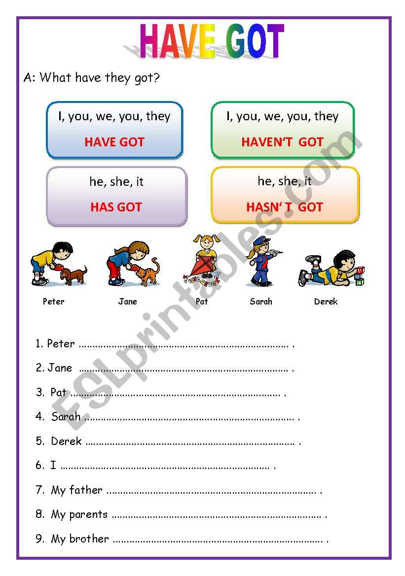 HAVE GOT for young learners worksheet