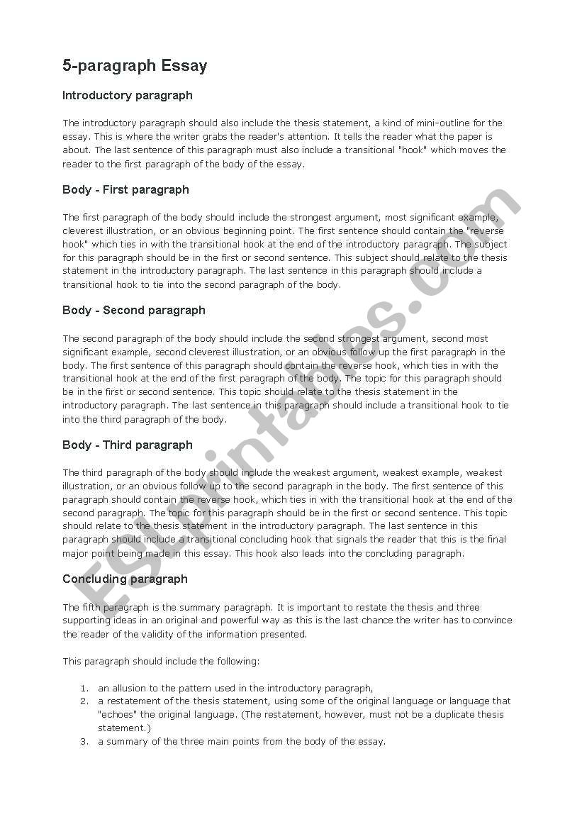 5 paragraph writing worksheet