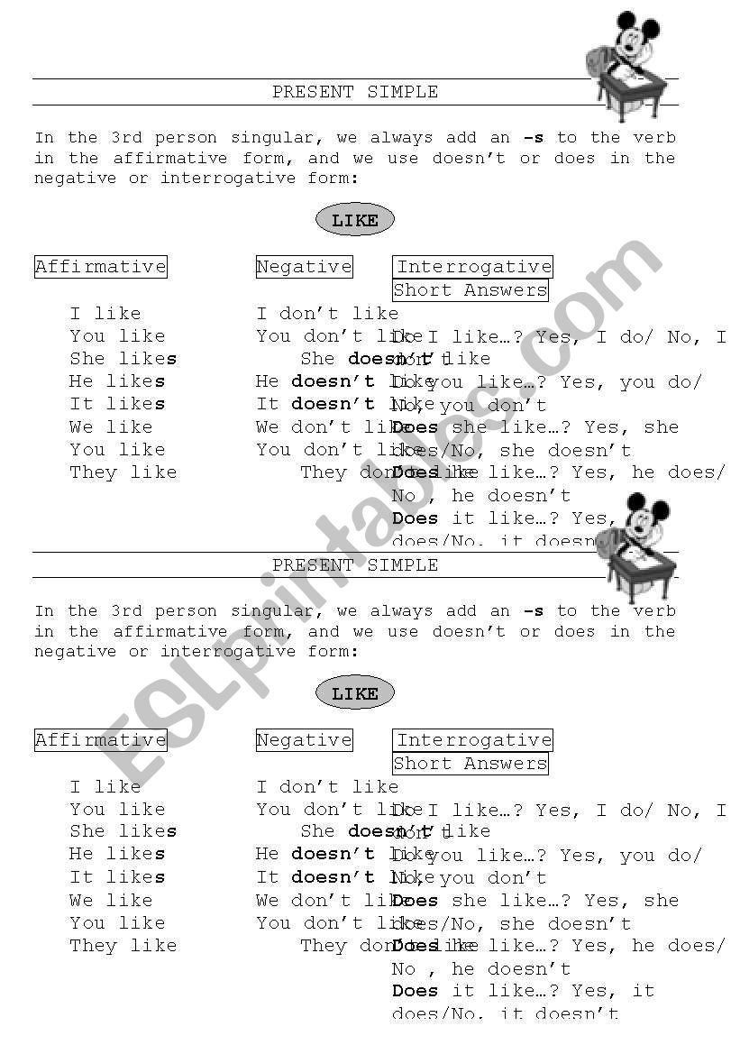 PRESENT SIMPLE worksheet