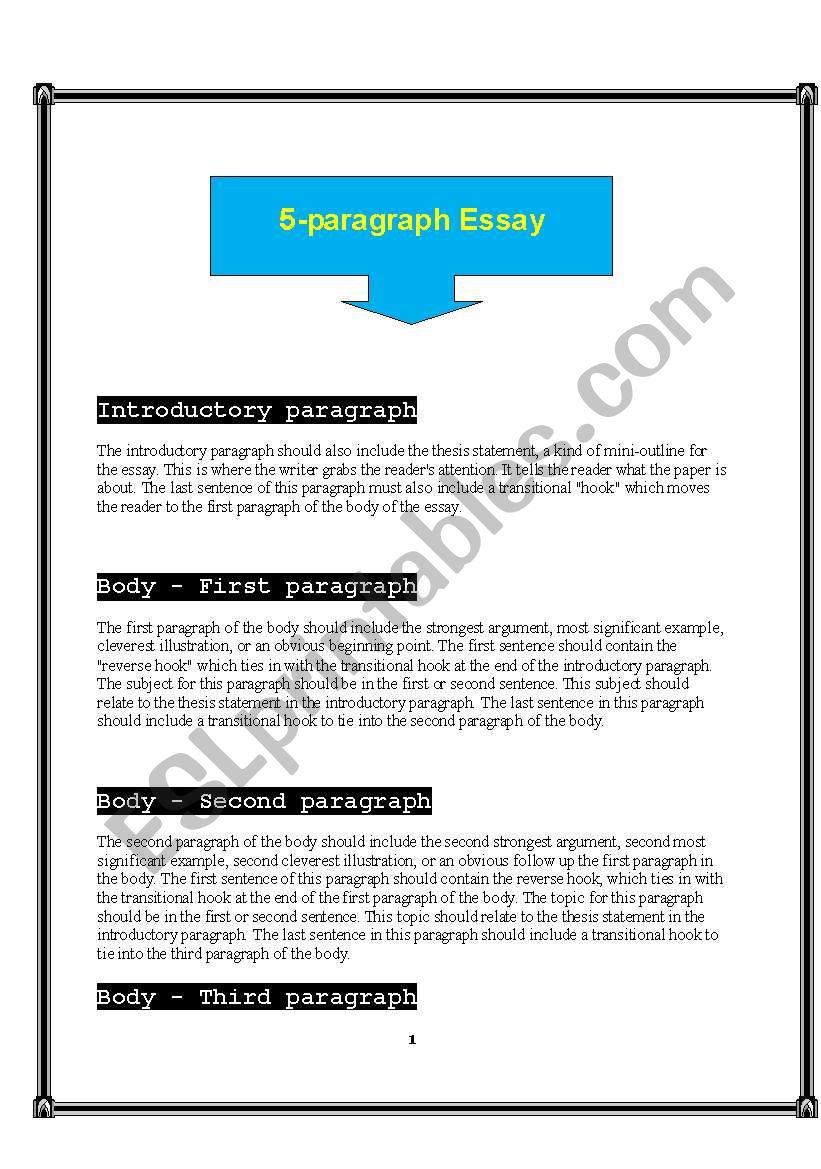 writing 5-paragraph essay worksheet