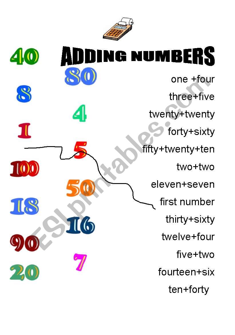 Adding numbers worksheet