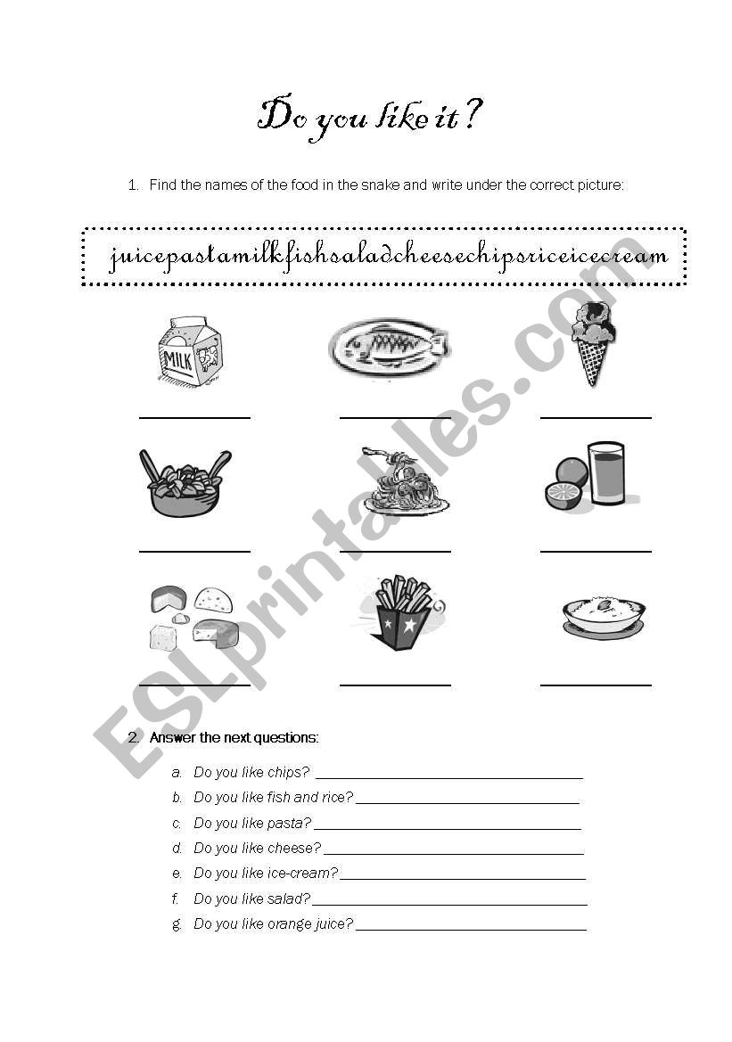 Do you like it? worksheet