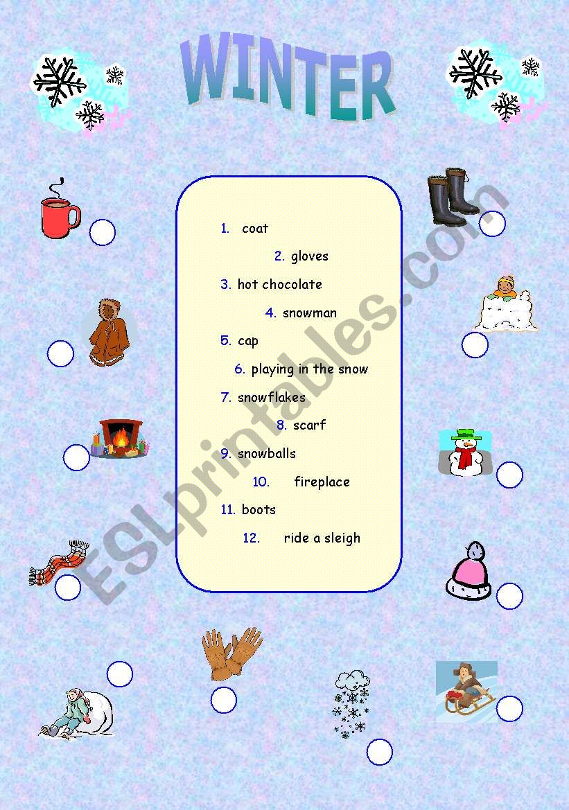 Winter Vocabulary worksheet