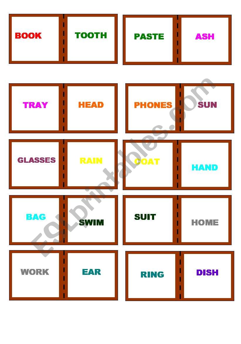 Compound nouns dominoes worksheet