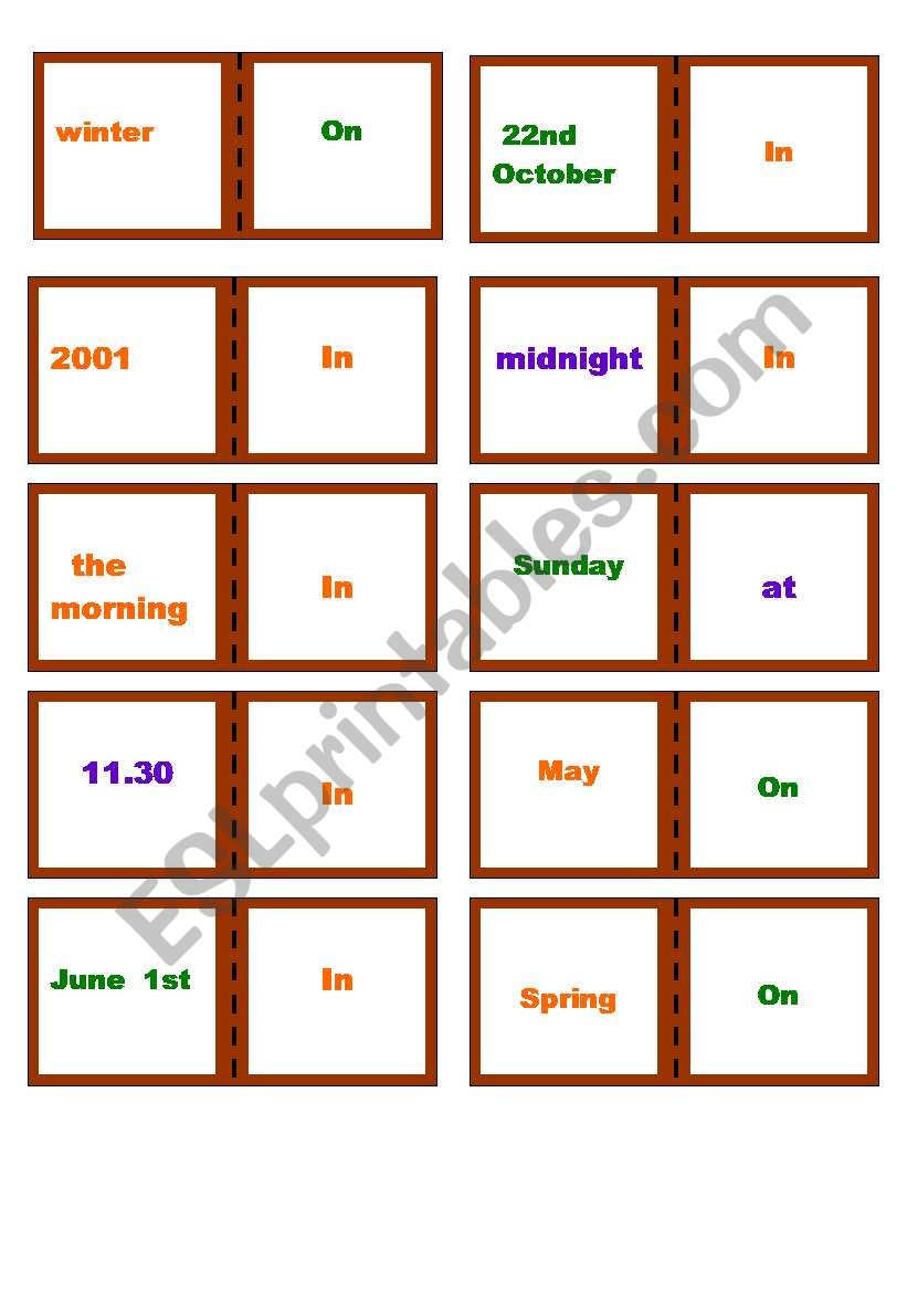 Time dominoes worksheet