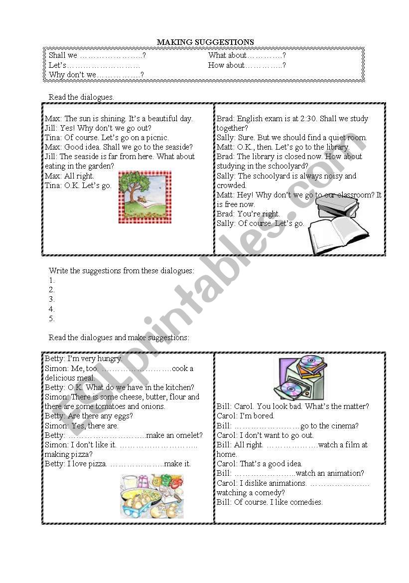 Making Suggestions worksheet