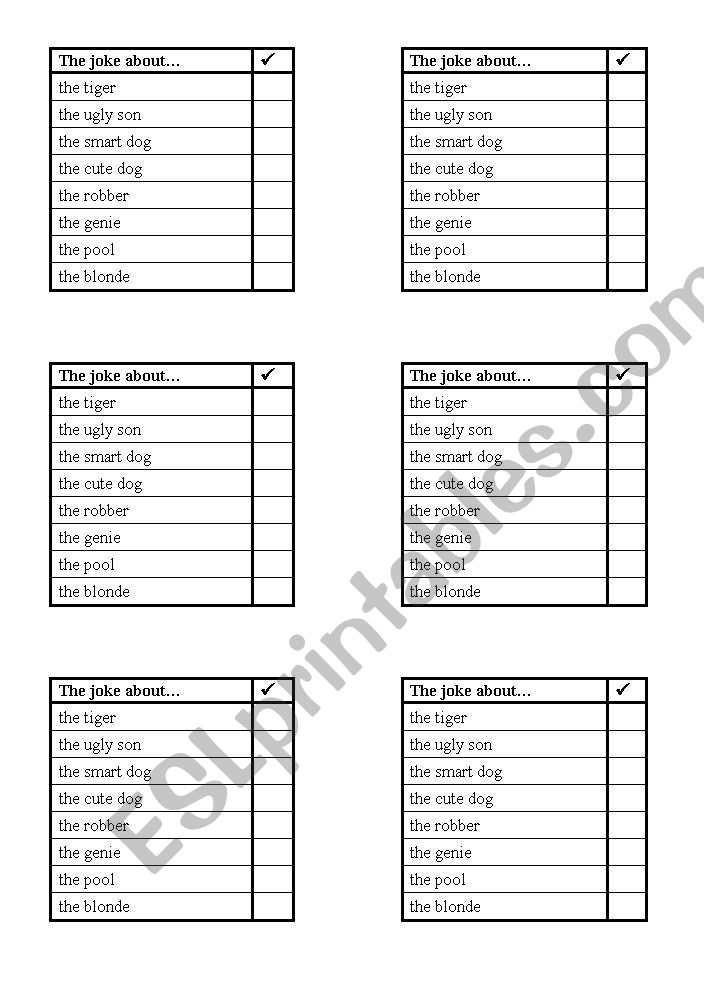 Telling JOKES (part two) worksheet