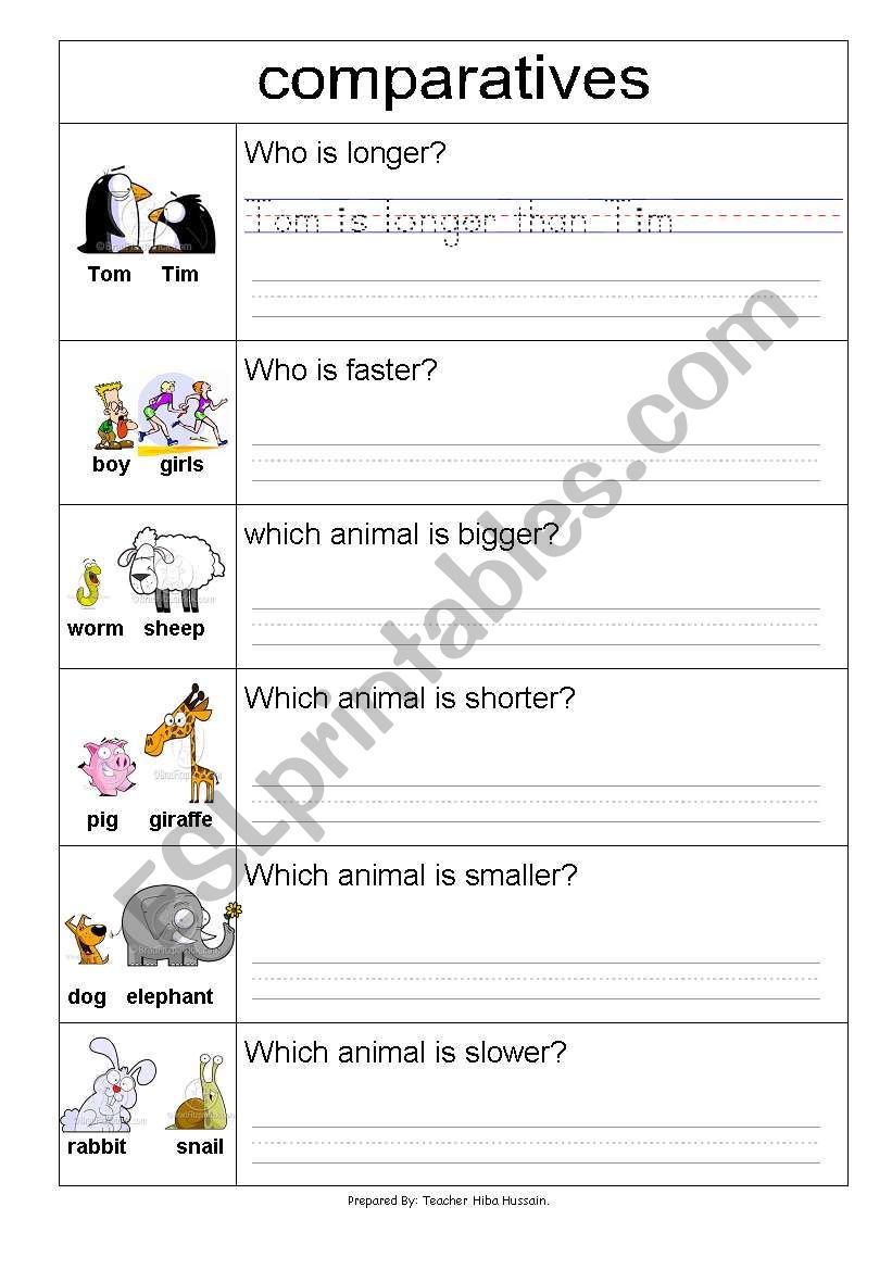 comparatives worksheet