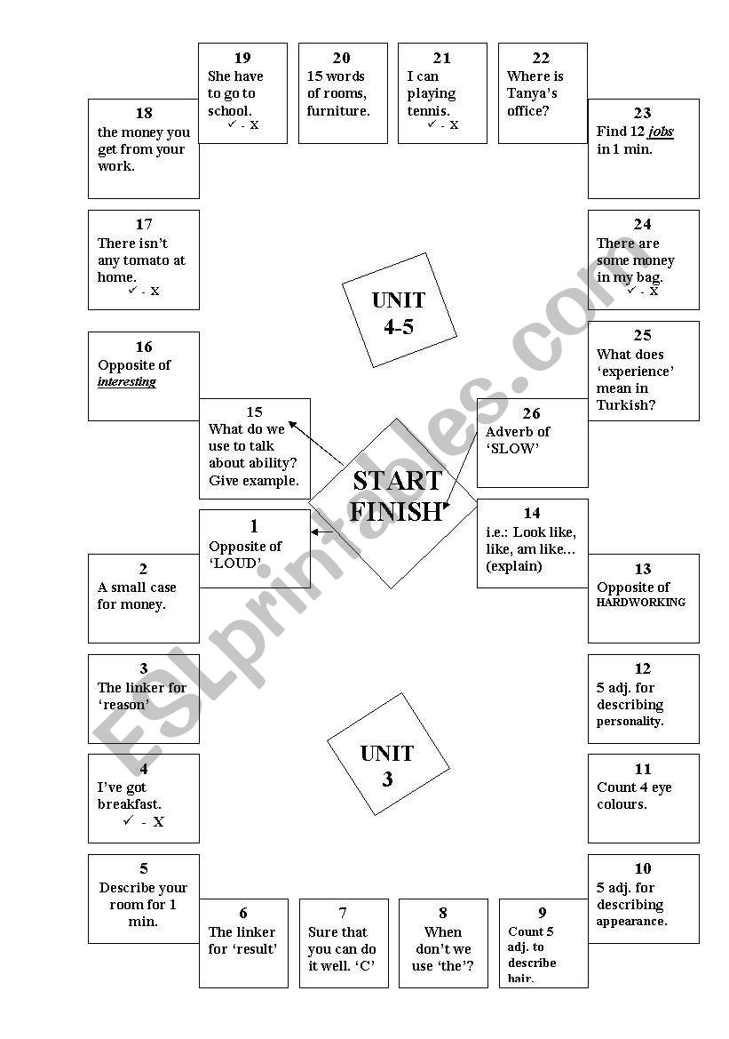 Fun game worksheet