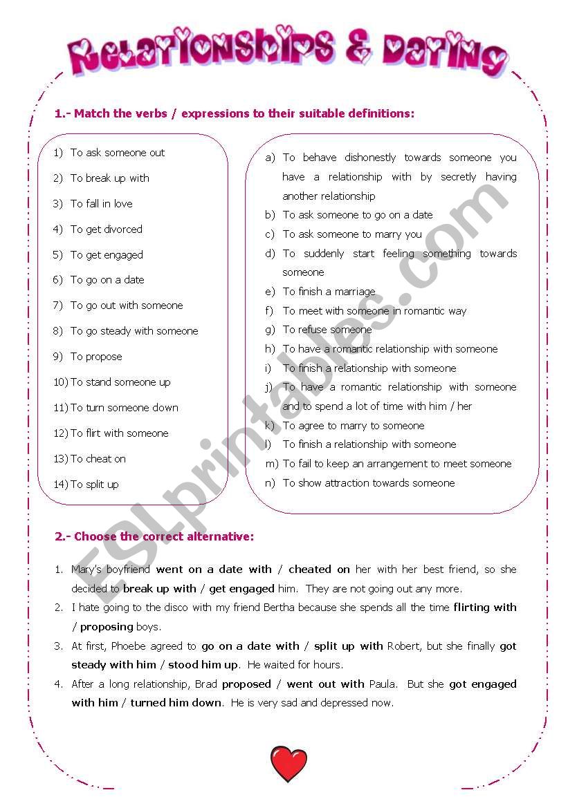 Relationships & Dating worksheet