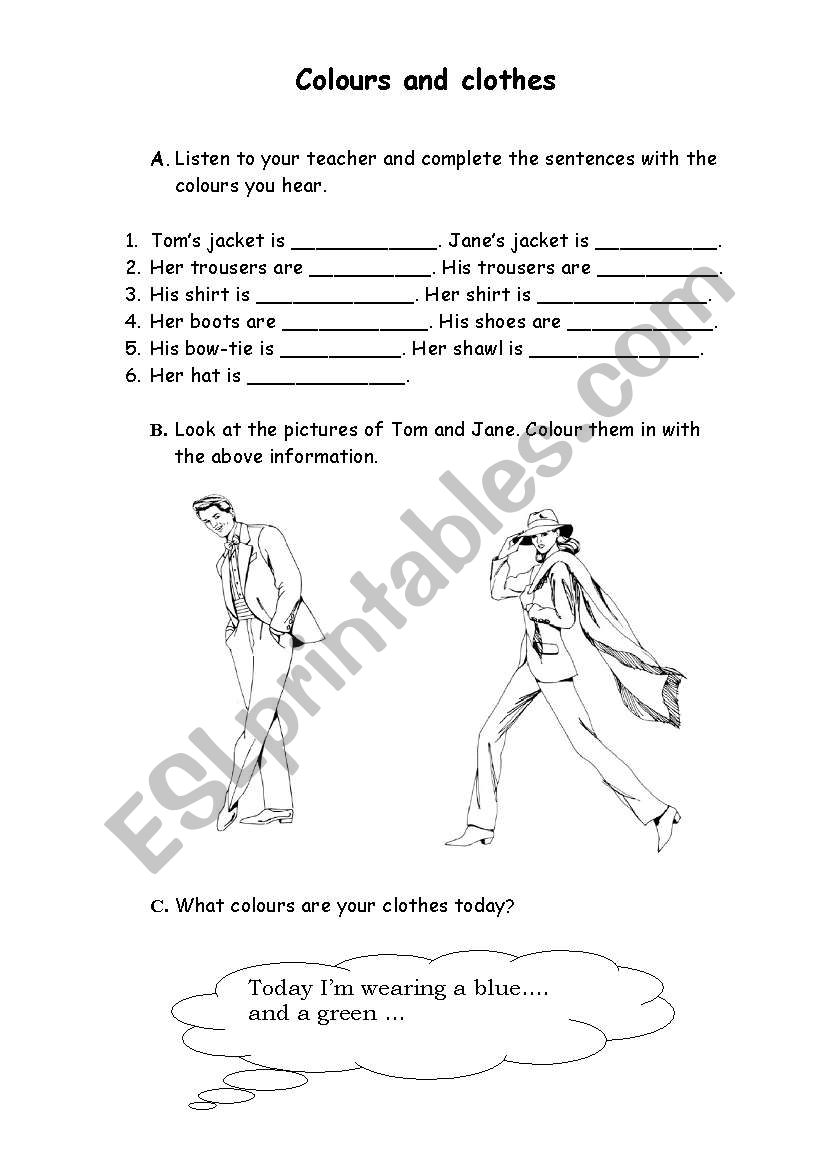 Colours & Clothes (revision) worksheet