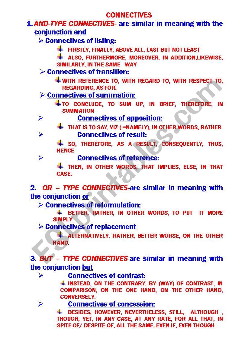 CONNECTIVES worksheet