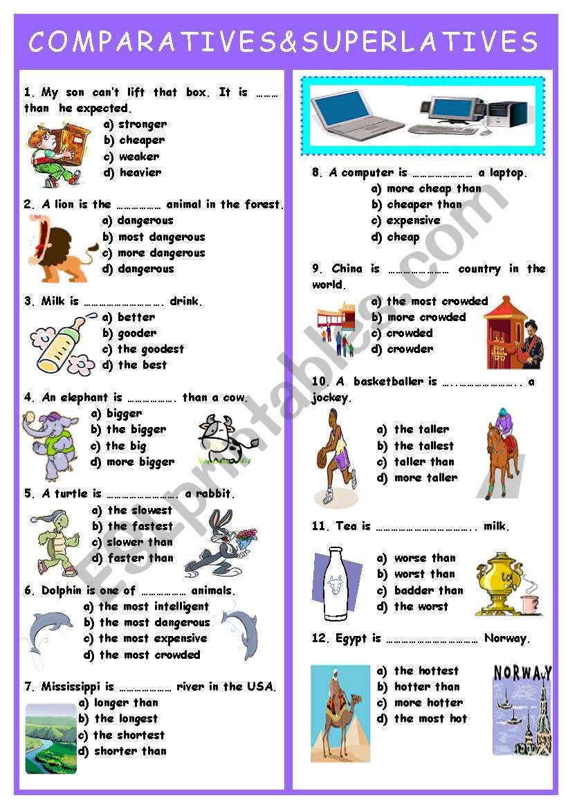 COMPARATIVES AND SUPERLATIVES TEST