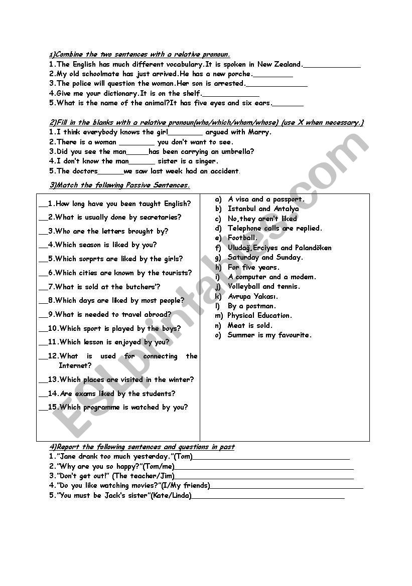 relative clauses worksheet