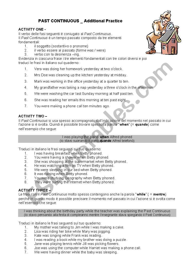 Additional practice on past continuous