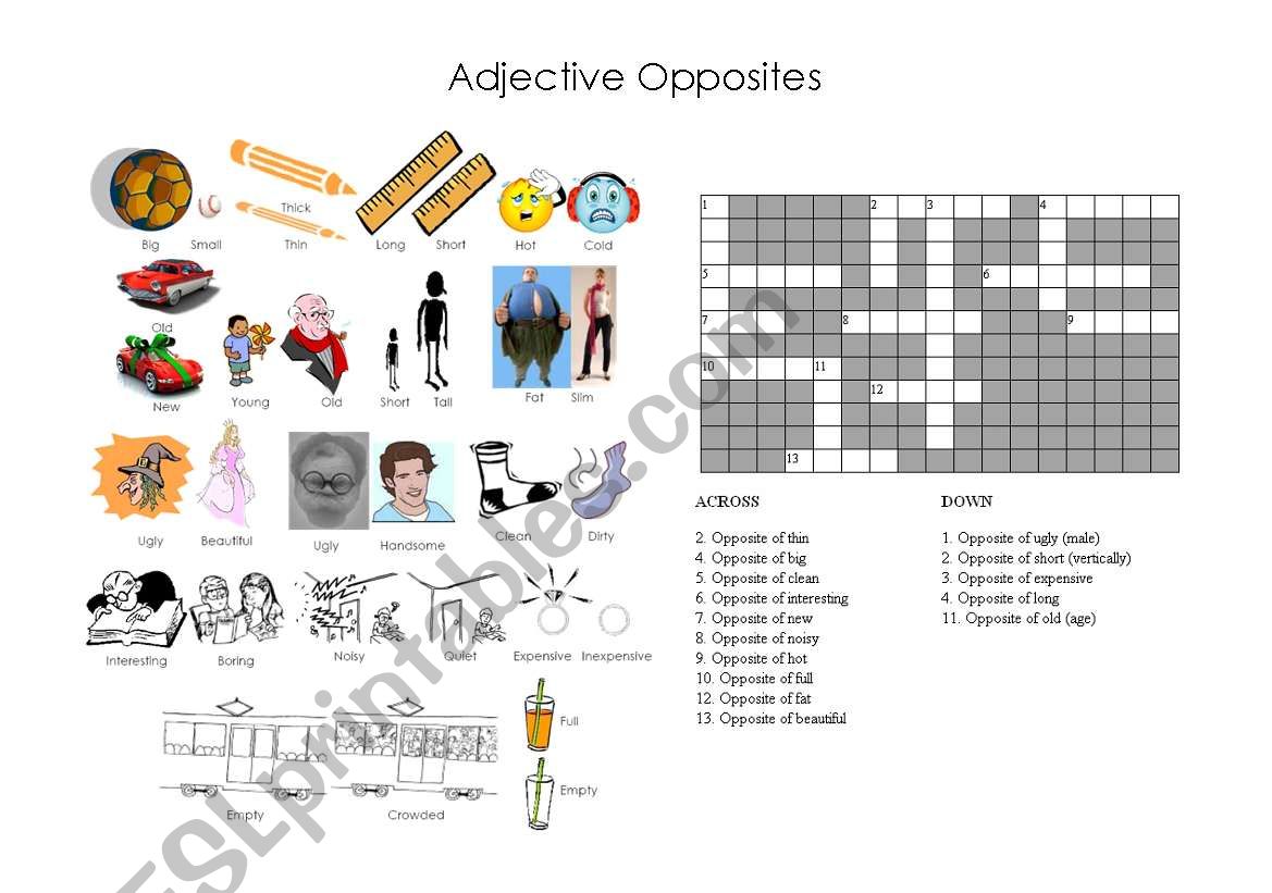 Adjective Opposites worksheet