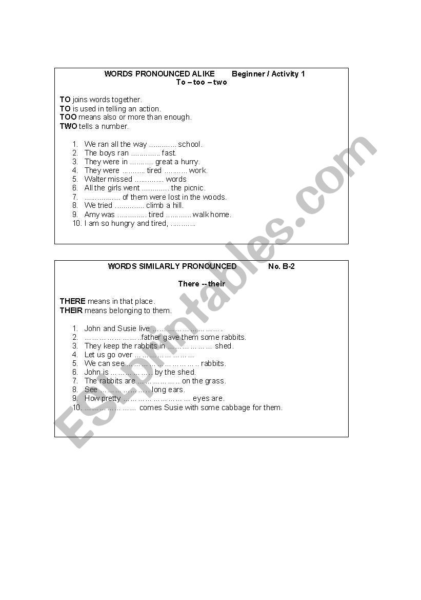 5-minute Activities (Homophones)