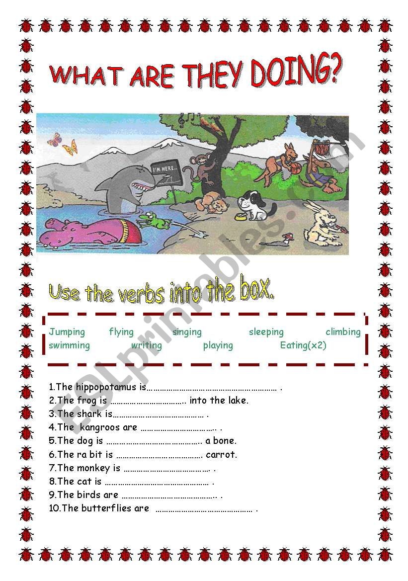 WHAT ARE THEY DOING?-ANIMALS worksheet