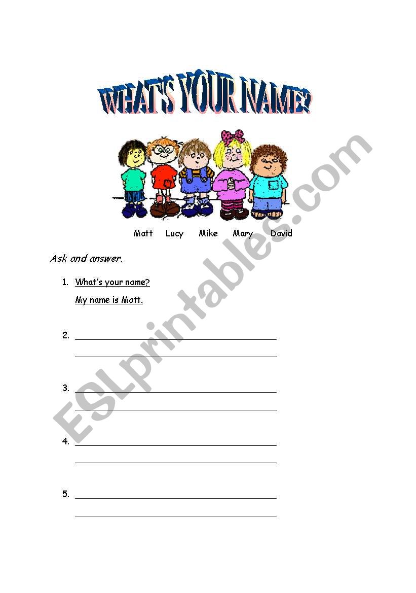 Whats your name? worksheet