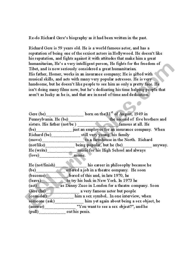 Richard Gere worksheet