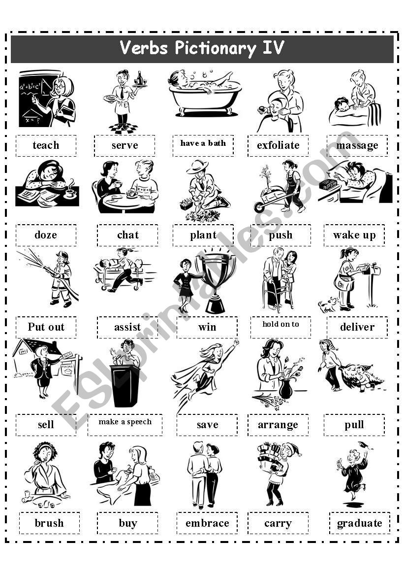 VERBS PICTIONARY 4 worksheet