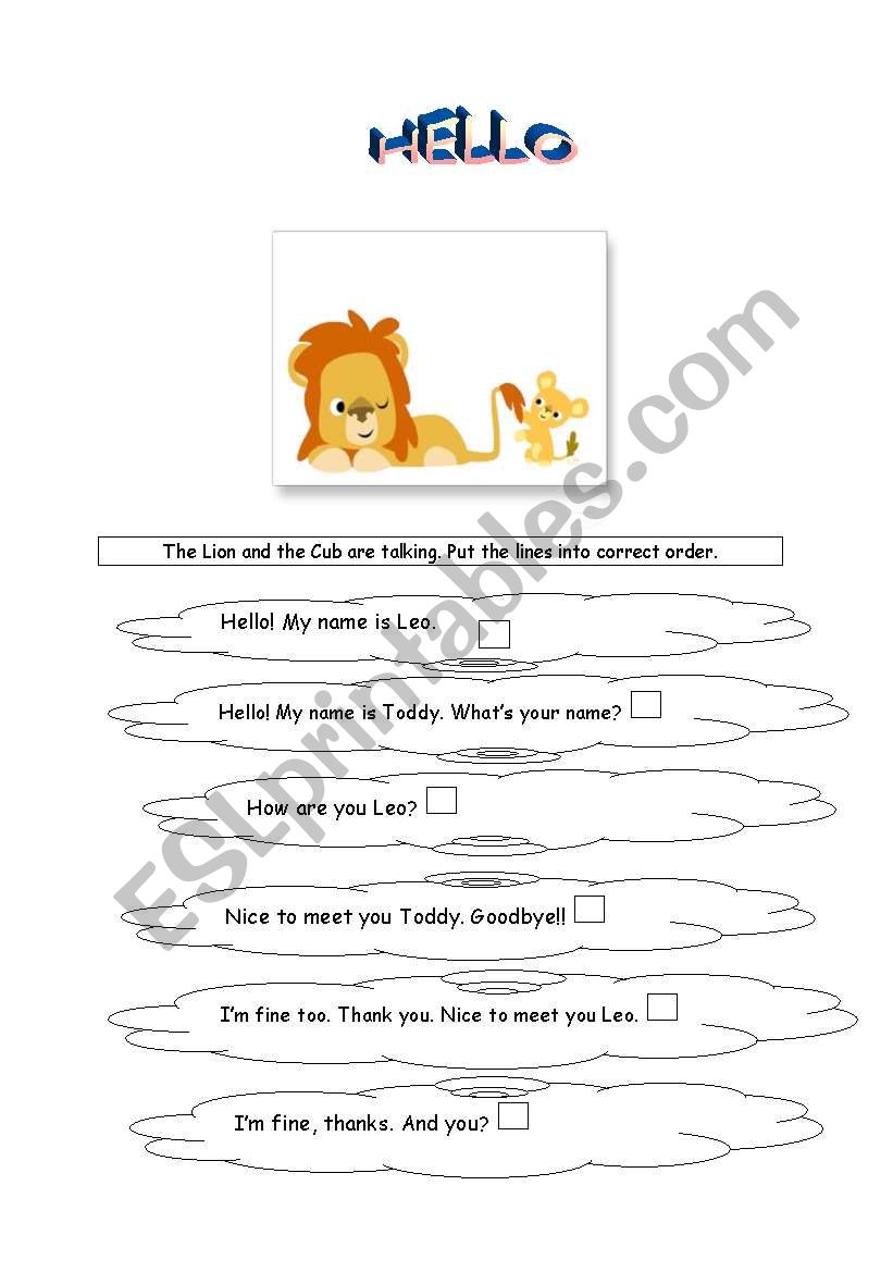 Lion and cub worksheet
