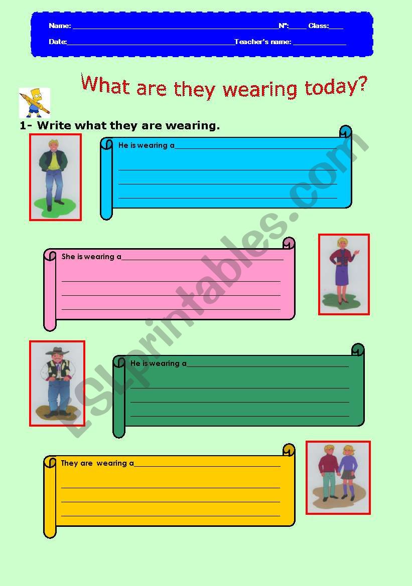 What are they wearing today? worksheet