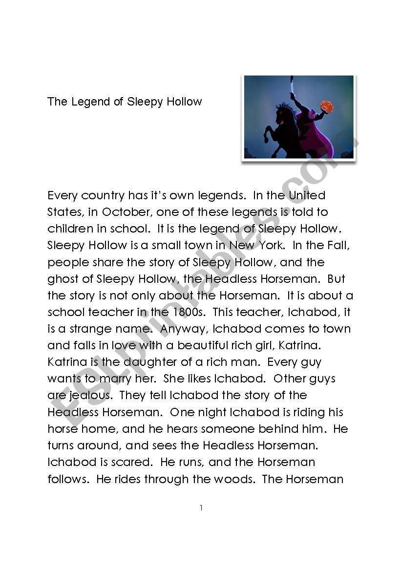 Legend of Sleepy Hollow - seasonal activity