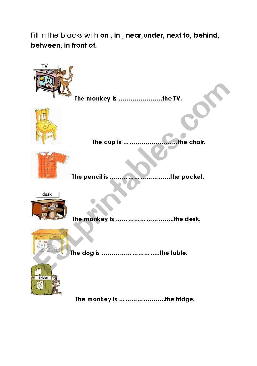 Prepositions worksheet