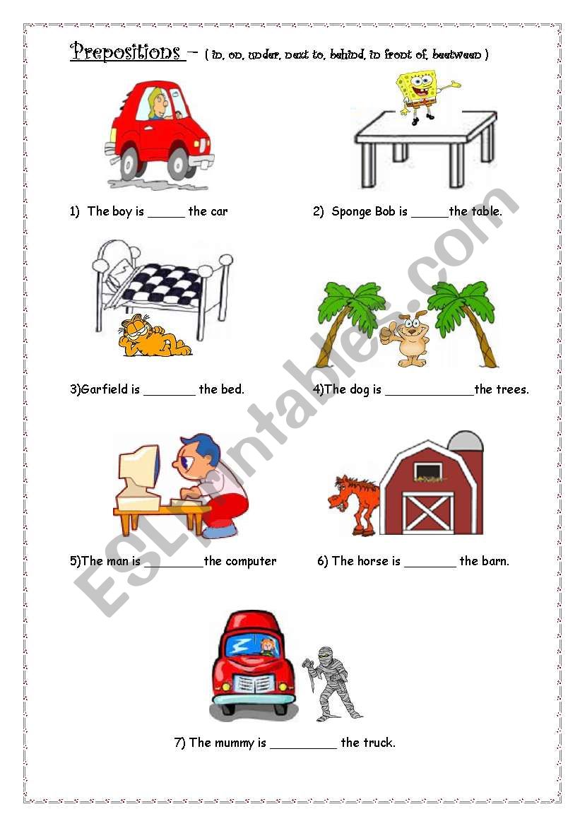 prepositions worksheet