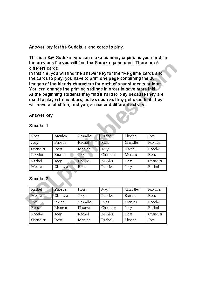 Sudoku with F*R*I*E*N*D*S characters! - PART 2