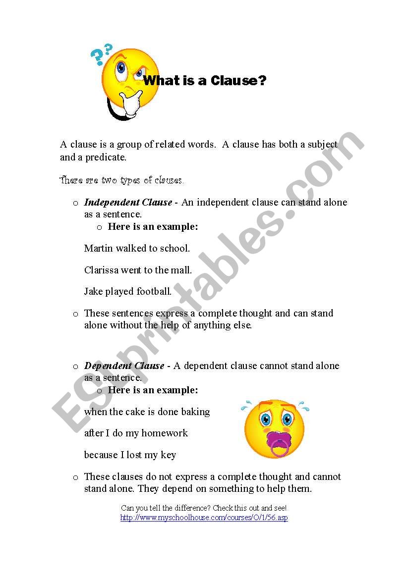 What is a Clause? worksheet