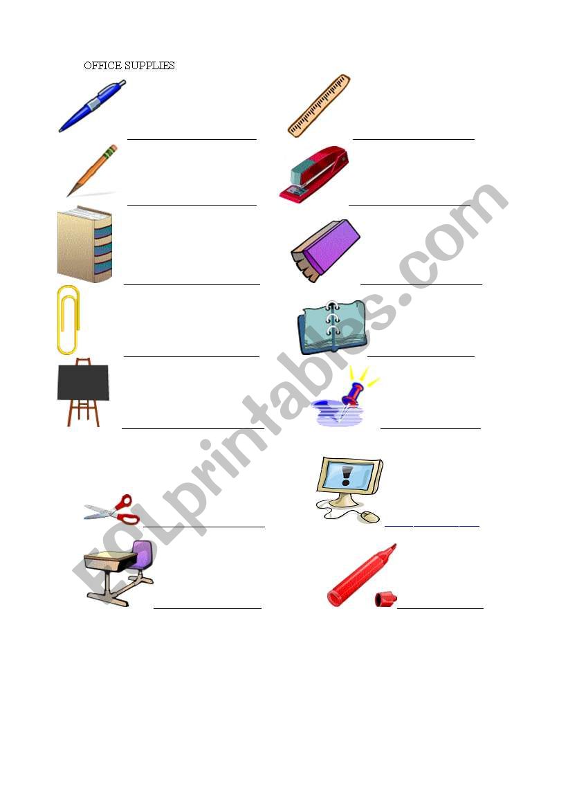 Office Supplies worksheet
