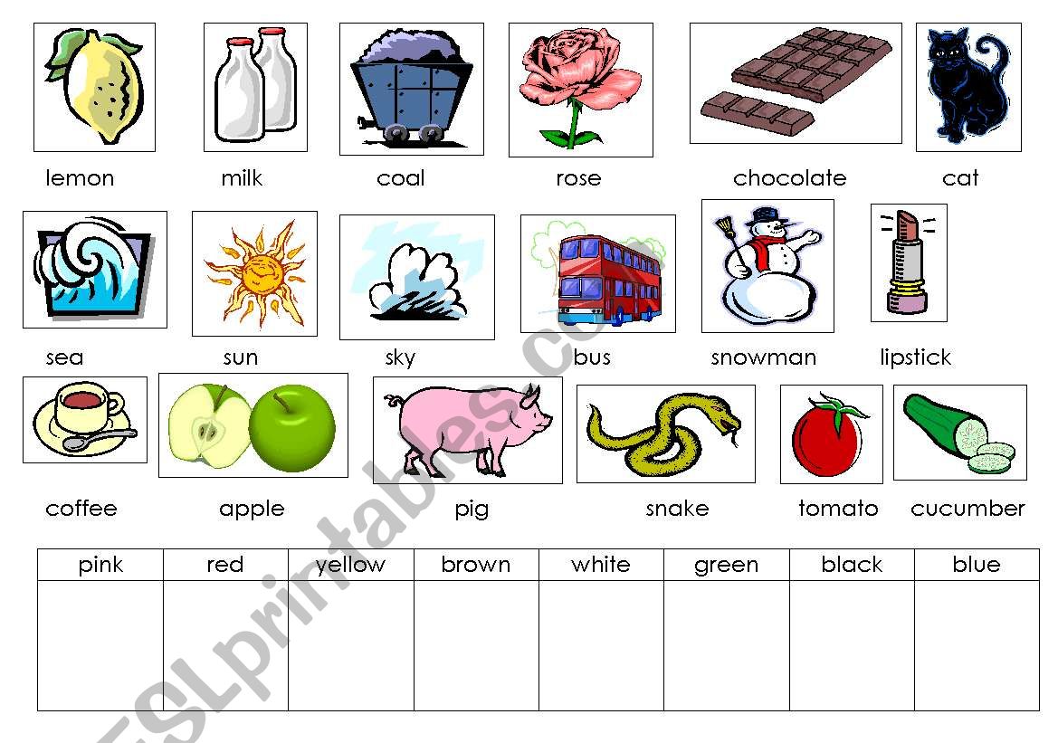 Colours worksheet