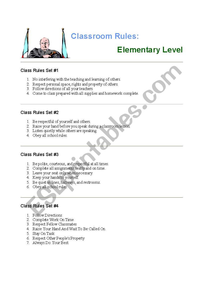 classroom rules worksheet
