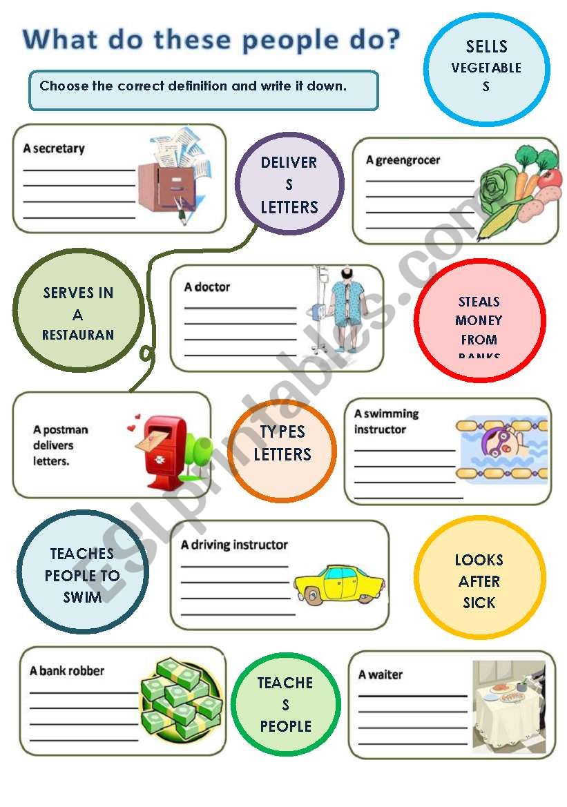 WHAT DO THEY DO? JOBS!! worksheet