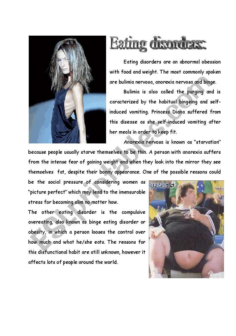 eating disorders worksheet