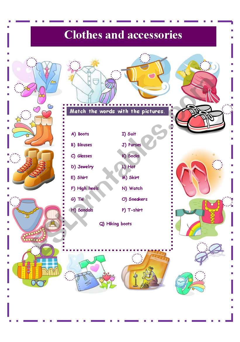 CLOTHES AND ACESSORIES worksheet