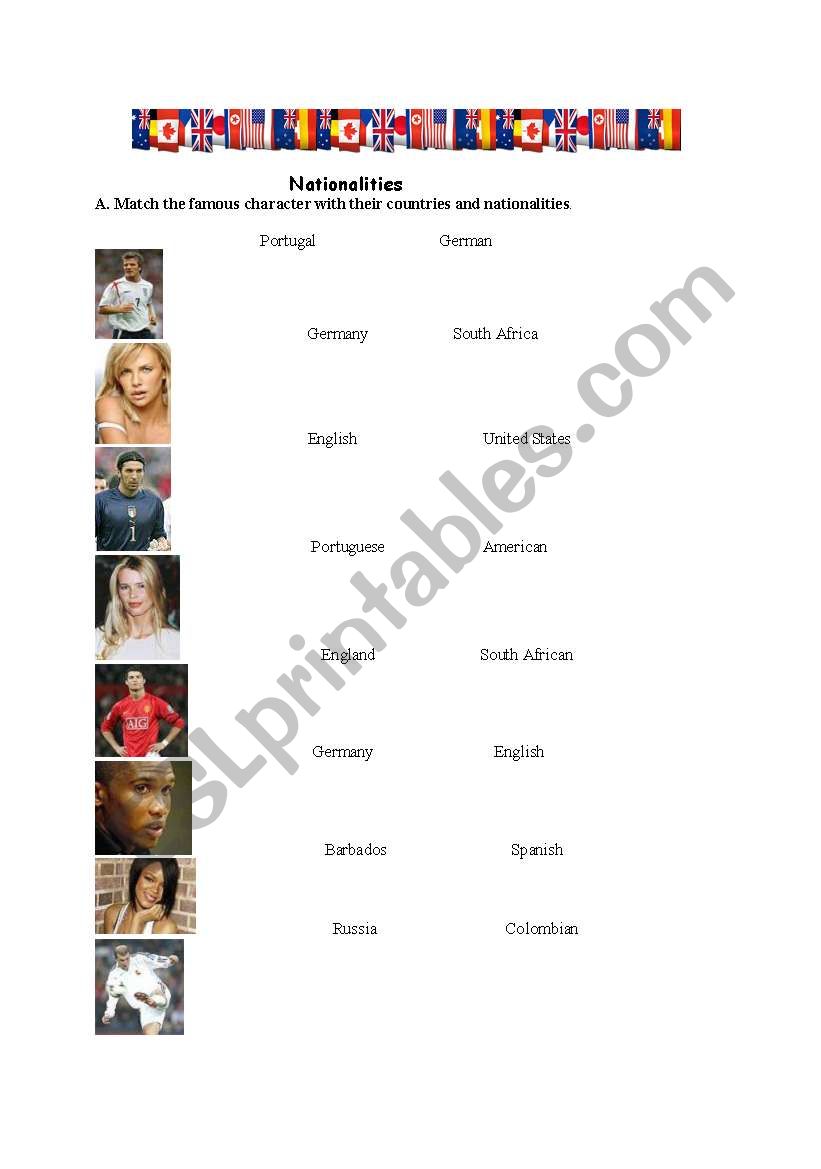 NATIONALITIES worksheet