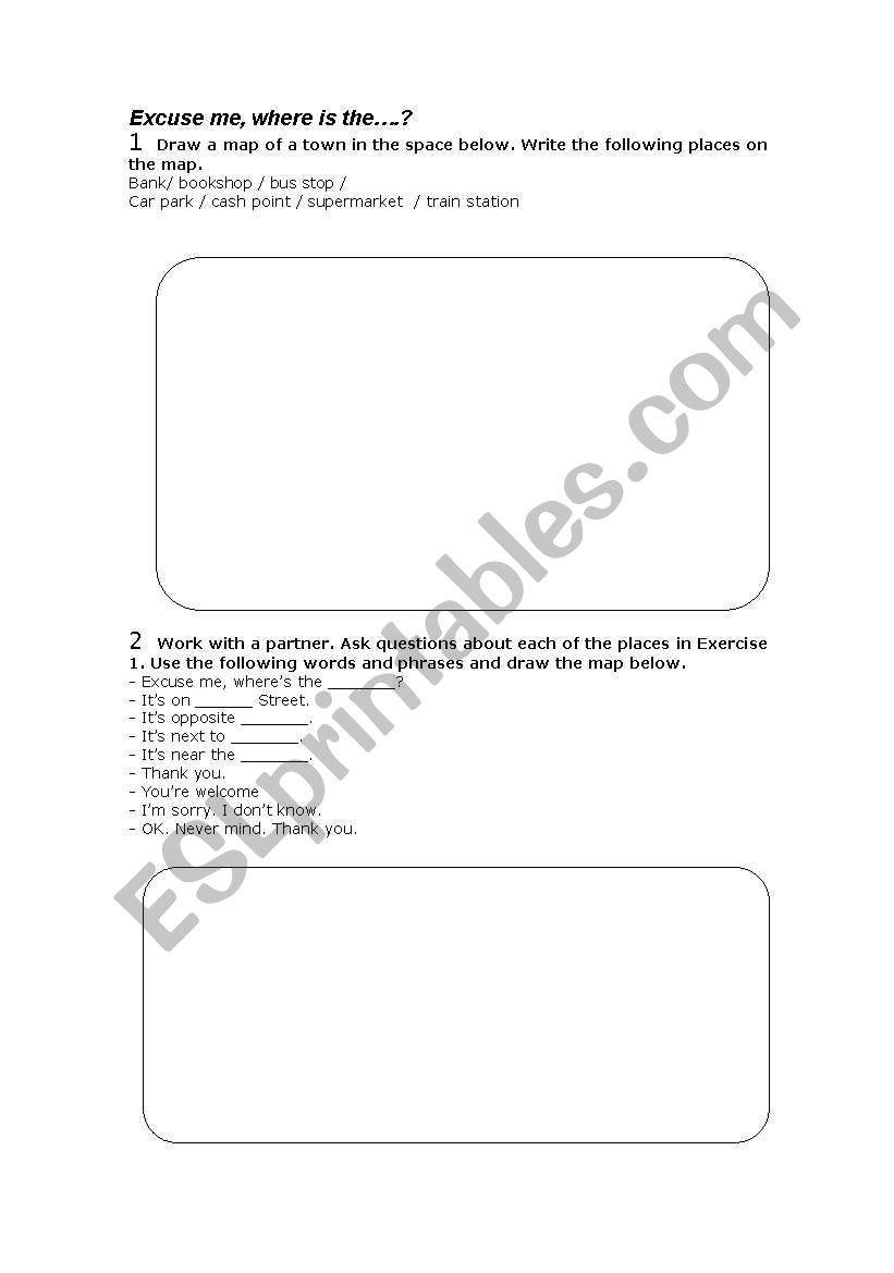 giving directions worksheet