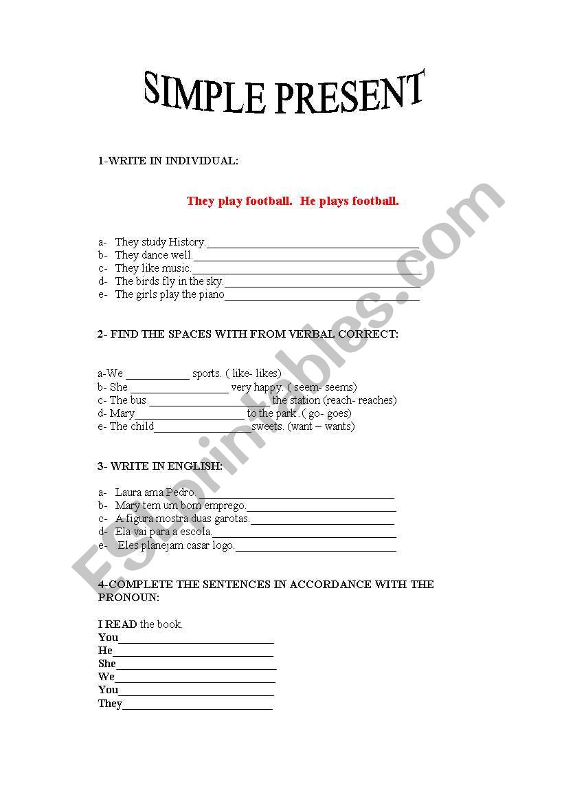 SIMPLE PRESENT worksheet